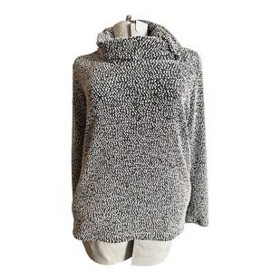 Calvin Klein Black White Textured Funnel Neck Sweater Women's Size Medium